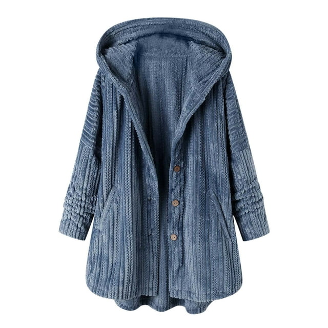 IROINNID Women's Anorak Coat Long Sleeve Solid Color Hoodie Outwear, Loose Plus Size Button High Low Coat, with Pockets