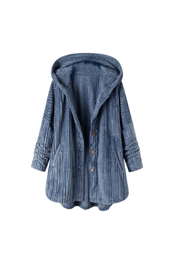 Women's Anorak Coat Long Sleeve Solid Color Hoodie Outwear, Loose Plus Size Button High Low Coat, with Pockets