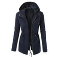 thumbnail image 1 of IROINNID Women's Autumn Warm Mid-Long Coat Solid Color Parka Long Sleeve Outwear, Blue, 1 of 3