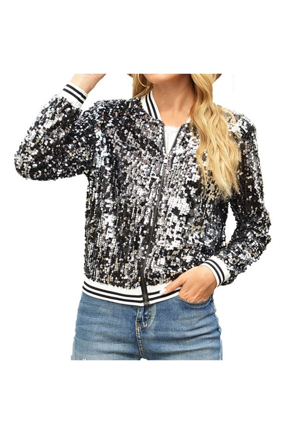 Women's Band Jacket Coat Graphic Prints Long Sleeve Comfy Cardigan Casual Outerwear, Black