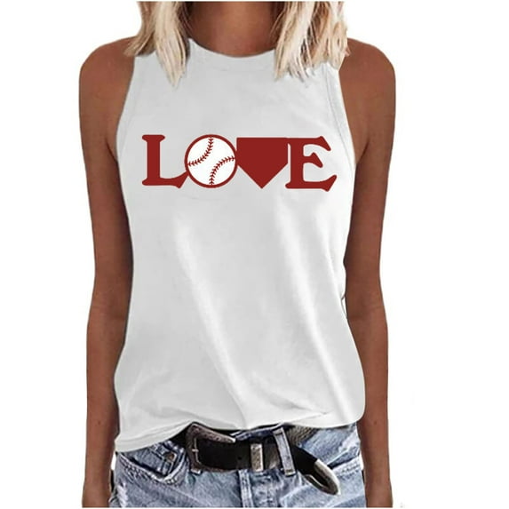 IROINNID Women's Basic Letter Printed Tank Tops Round-Neck Comfy Sleeveless Leisure Summer Tops Spring Saving