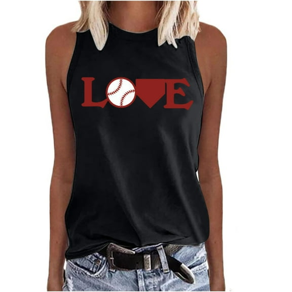 IROINNID Women's Basic Letter Printed Tank Tops Round-Neck Comfy Sleeveless Leisure Summer Tops