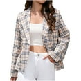 thumbnail image 1 of IROINNID Women's Blazer Jacket Long Sleeve Plaid Notch Lapel Outwear, Casual Autumn Winter Lapel Jacket Small Suit, 1 of 9