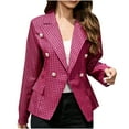 thumbnail image 1 of IROINNID Women's Blazer Jacket Long Sleeve Plaid Notch Lapel Outwear, Casual Autumn Winter Lapel Jacket Small Suit, 1 of 6