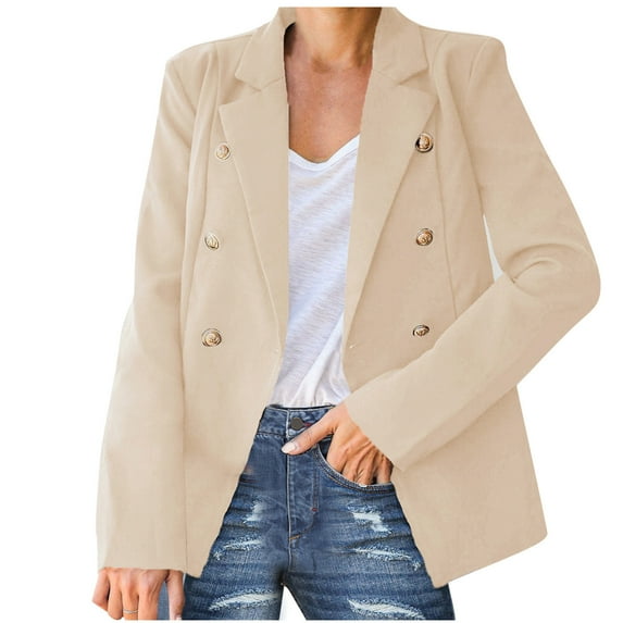IROINNID Women's Blazer Jacket Long Sleeve Solid Color Notch Lapel Outwear, Leisure Ladies Collar Slim Office Jacket Outerwear