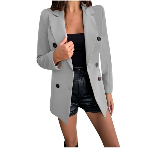 IROINNID Women's Blazer Jacket Long Sleeve Solid Color Peak Lapel Outwear, Leisure Thin Button Blouse Shirt Spring Models Small Suit