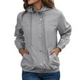 thumbnail image 1 of IROINNID Women's Blouson Jacket Long Sleeve Solid Color Hoodie Outwear, Leisure Rain Jacket Outdoor Color Contrast Waterproof Rain Jacket Windproof, 1 of 7