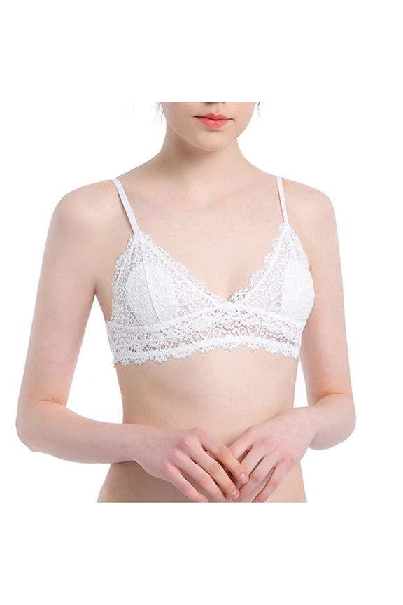 Women's Bras Triangle Bralette Solid Lace Rimless Thin Cup Girl Comfortable Underwear