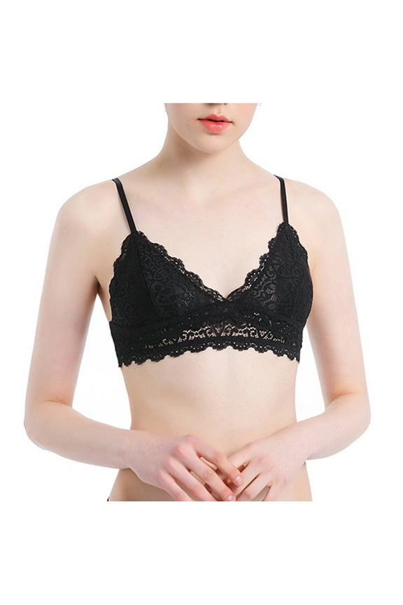 Women's Bras Triangle Bralette Solid Lace Rimless Thin Cup Girl Comfortable Underwear