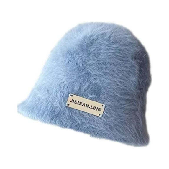 IROINNID Women's Bucket Hat Cozy Plush Winter Warm Windproof Fisherman Cap Outdoor Daily Wear,Blue