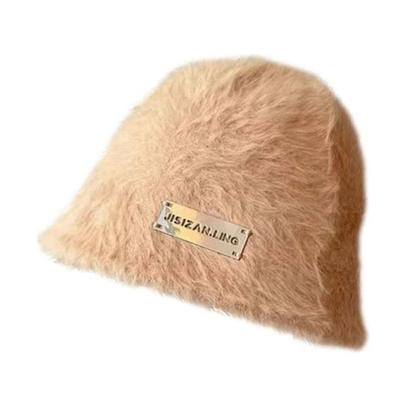 IROINNID Women's Bucket Hat Cozy Plush Winter Warm Windproof Fisherman Cap Outdoor Daily Wear,Gold