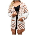 thumbnail image 1 of IROINNID Women's Cardigan Open Front Jacket Graphic Prints Long Sleeve Casual Sweater Coat Top Cardigan Loose Hollow Out Coat, Brown, 1 of 9