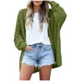 thumbnail image 1 of IROINNID Women's Cardigan Open Front Jacket Solid Color Long Sleeve Casual Sweater Coat Top Loose Hollow Out Coat, Green, 1 of 8