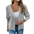 thumbnail image 1 of IROINNID Women's Cardigan Open Front Jacket Solid Color Long Sleeve Comfy Casual Knit Cardigan Sweater Coat Outerwear, Gray, 1 of 6