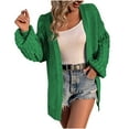 thumbnail image 1 of IROINNID Women's Cardigan Open Front Jacket Solid Color Long Sleeve Loose Casual Lantern Sleeve Knit Cardigan Sweater Coat Outerwear, Green, 1 of 5