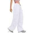 thumbnail image 1 of IROINNID Women's Cargo Pants Vintage Street Style Star Print Spicy Girl Low Waist Straight Tube Slimming Pants,White, 1 of 8
