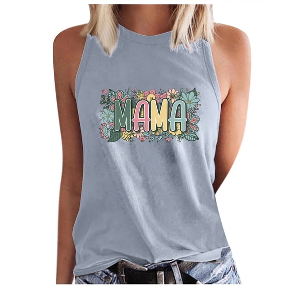 IROINNID Women's Casual Basic Printed Tank Tops Round-Neck Loose Sleeveless Summer Leisure Tops Spring Saving