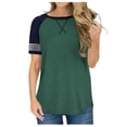 thumbnail image 1 of IROINNID Women's Casual Color Matching Loose Round Neck Short Sleeve Women Tops, 1 of 7