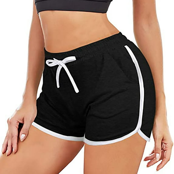 IROINNID Women's Casual Drawstring Casual Yoga Shorts Elastic Waist 2-Pack