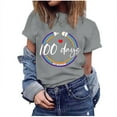 thumbnail image 1 of IROINNID Women's Casual Fashion T-shirt Short Sleeve Round Neck Happy 100th Day Of School Printed Tops, 1 of 7