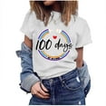 thumbnail image 1 of IROINNID Women's Casual Fashion T-shirt Short Sleeve Round Neck Happy 100th Day Of School Printed Tops, 1 of 7