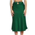 thumbnail image 1 of IROINNID Women's Casual Fashion Zipper Skirt Lace Navel Temperamental Commute Skirt Below The Knee Elastic Waist tail Solid Color Skirt, 1 of 7
