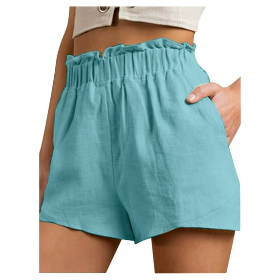 IROINNID Women's Casual High Waist Shorts Sport Casual Elastic Shorts With Pocket