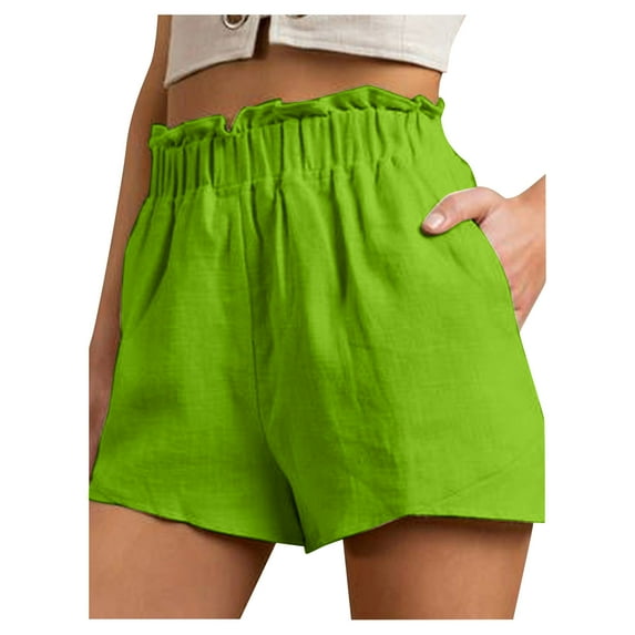 IROINNID Women's Casual High Waist Shorts Sport Casual Elastic Shorts With Pocket
