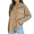 thumbnail image 1 of IROINNID Women's Casual Jacket Turndown Lapel Solid Color Long Sleeve Comfy Pocket Buttons Casual Jacket Coat , Khaki, 1 of 5