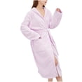 thumbnail image 1 of IROINNID Women's Casual Homewear Flannel Robe Bathrobe Homewear Long Sleeve Sleepwear with Pocket,Purple, 1 of 5