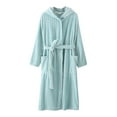 thumbnail image 1 of IROINNID Women's Casual Homewear Soft Flannel Robe Bathrobe Long Sleeve Sleepwear with Pocket,Light Blue, 1 of 3