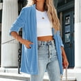 thumbnail image 1 of IROINNID Women's Casual Mid-Length Coat Solid Color Open Front Long Sleeve Outwear, Sky Blue, 1 of 5
