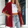thumbnail image 1 of IROINNID Women's Casual Mid-Length Coat Solid Color Open Front Long Sleeve Outwear, Wine, 1 of 6