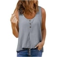thumbnail image 1 of IROINNID Women's Casual Round Neck Solid Color Button Sleeveless Tank Tops Spring Saving, 1 of 2