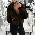 thumbnail image 1 of IROINNID Women's Casual Short Hoodie Jacket Solid Color Zip Up Long Sleeve Outwear , Brown, 1 of 9