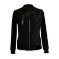 thumbnail image 1 of IROINNID Women's Casual Short Jacket Solid Color Zip Up Long Sleeve Comfy Outwear, Black, 1 of 2