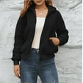 thumbnail image 1 of IROINNID Women's Casual Short Jacket Turndown Lapel Solid Color Blouson Jacket Long Sleeve Outwear, Black, 1 of 5