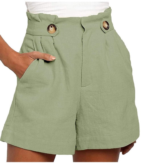 IROINNID Women's Casual Solid Color Casual Wide Leg High Waist Shorts With Pocket