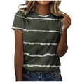 thumbnail image 1 of IROINNID Women's Casual Stripe Printed Round Neck Short Sleeve T-Shirt, 1 of 4
