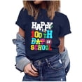 thumbnail image 1 of IROINNID Women's Casual Summer T-shirt Short Sleeve Round Neck Happy 100th Day Of School Printed Tops, 1 of 7