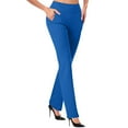 thumbnail image 1 of IROINNID Women's Casual Temperament Full Length Pants Solid Color Knitted Slim Stretchy Flare Trousers, 1 of 5