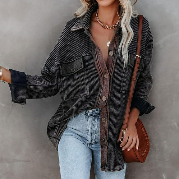 IROINNID Women's Comfy Mid-Length Coat Solid Color Open Front Long Sleeve Single Breasted Outwear, Gray