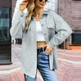 thumbnail image 1 of IROINNID Women's Comfy Mid-Length Jacket Turndown Lapel Solid Color Blouson Jacket Long Sleeve Outwear, Gray, 1 of 9