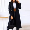 thumbnail image 1 of IROINNID Women's Comfy Mid-Long Coat Notch Lapel Solid Color Trench coat Long Sleeve Outwear, Black, 1 of 9