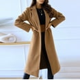 thumbnail image 1 of IROINNID Women's Comfy Mid-Long Coat Notch Lapel Solid Color Trench coat Long Sleeve Outwear, Khaki, 1 of 9