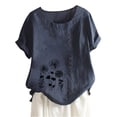 thumbnail image 1 of IROINNID Women's Comfy Summer Casual Round Neck Short Sleeve Printing Loose Shirt Tops Spring, 1 of 3
