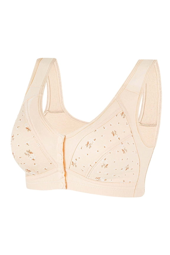 Women's Cozy Wireless Bra, Front Buckle Full-Coverage Pullover Bra,Soft Seamless T-Shirt Bra