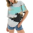 thumbnail image 1 of IROINNID Women's Crew neck Casual Tie-dye Print T-shirt Short Sleeve Tunic Tops, 1 of 4