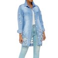 thumbnail image 1 of IROINNID Women's Denim Jacket Turndown Lapel Solid Color Long Sleeve Loose Casual Denim Jacket Loose Autumn Coat , Light blue, 1 of 9