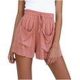 thumbnail image 1 of IROINNID Women's Drawstring Cotton And Linen Elastic Waist Pocket Solid Shorts With Pocket Shorts With Pocket, 1 of 4